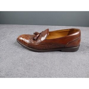 Mezlan Carmel Mens Brown Woven Alligator Tassel Loafers Shoes 29480 Size 10 M